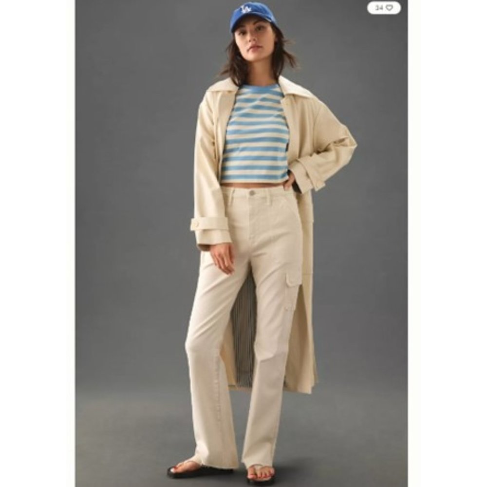 NWT-Hudson x Anthropologie Faye Utility Flare Jeans - In Egret - 32